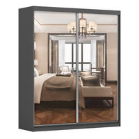 SCHIEBETÜRENSCHRANK - Ben 20 (Graphit, 183 cm) - Graphitfarben, Holzwerkstoff/Metall (183/218/61cm) - Möblo
