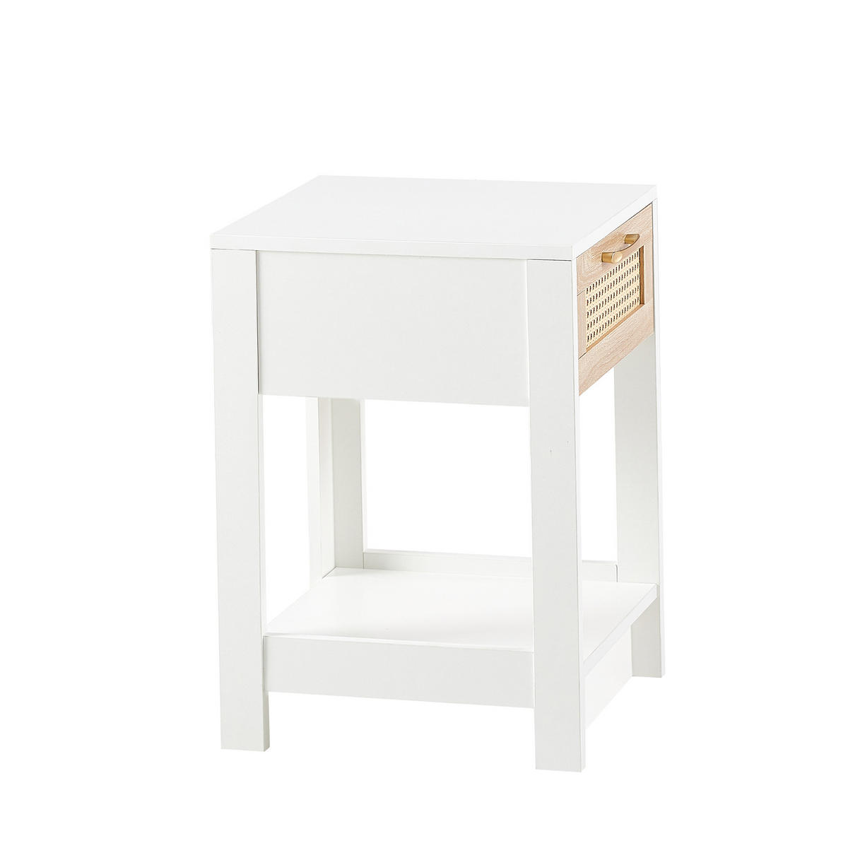 NACHTTISCH 40/40/55 cm Natur/Weiß aus MDF mit Schublade - Hellbraun, Holzwerkstoff (40/55/40cm) - OKWISH