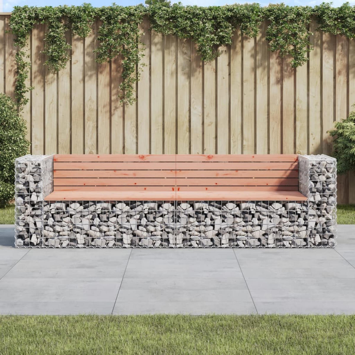 GARTENBANK Gabionen INO 244x71x65,5 cm Massivholz Douglasie - Silberfarben, Metall (244/65.5/71cm) - DELUKE
