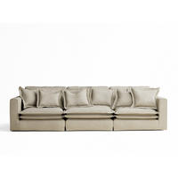 6-SITZER SOFA Amalfi Beige Grau Chenille-Stoff - Beige/Schwarz, Holz/Holzwerkstoff (338/90/119cm) - Maison de Reve