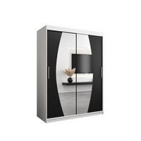 SCHWEBETÜRENSCHRANK 200/150/62 2-türig - Silberfarben/Schwarz, Holz/Kunststoff (150/200/62cm) - Abiks Möbel