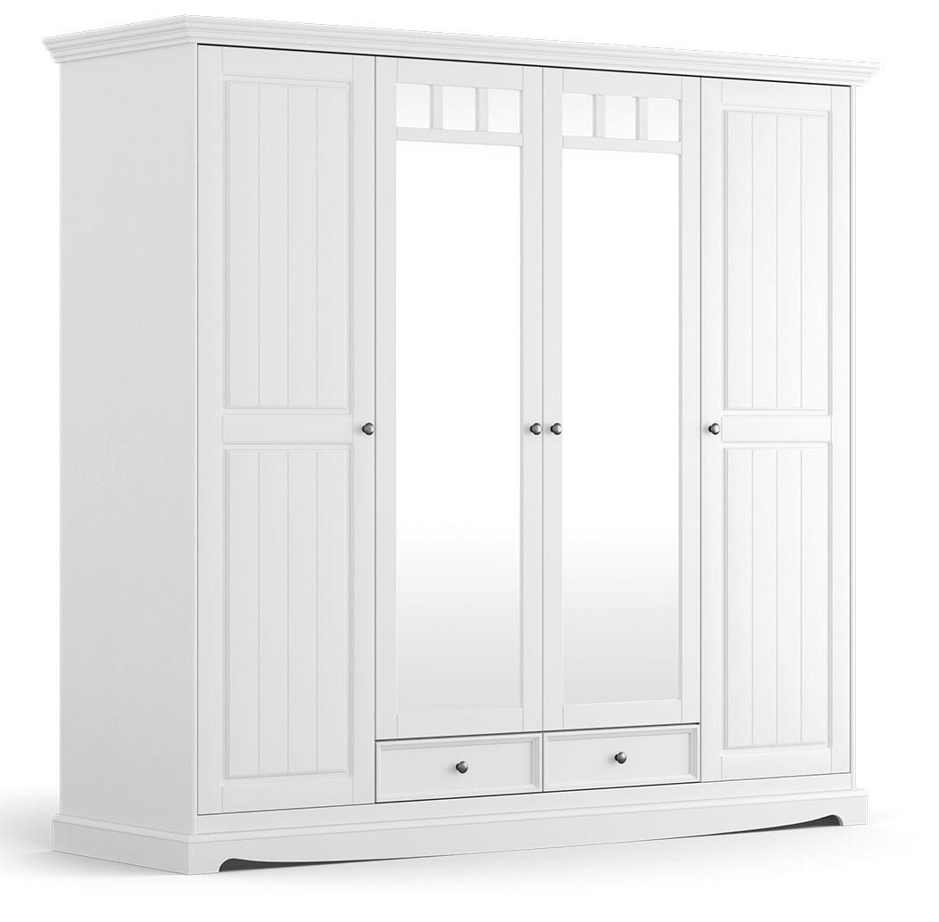 KLEIDERSCHRANK Belluno Elegante Kiefer weiß (RAL9010) lackiert 202 / 64 / 190cm - Weiß, Holz/Metall (202/190/64cm) - Feldmann-Wohnen