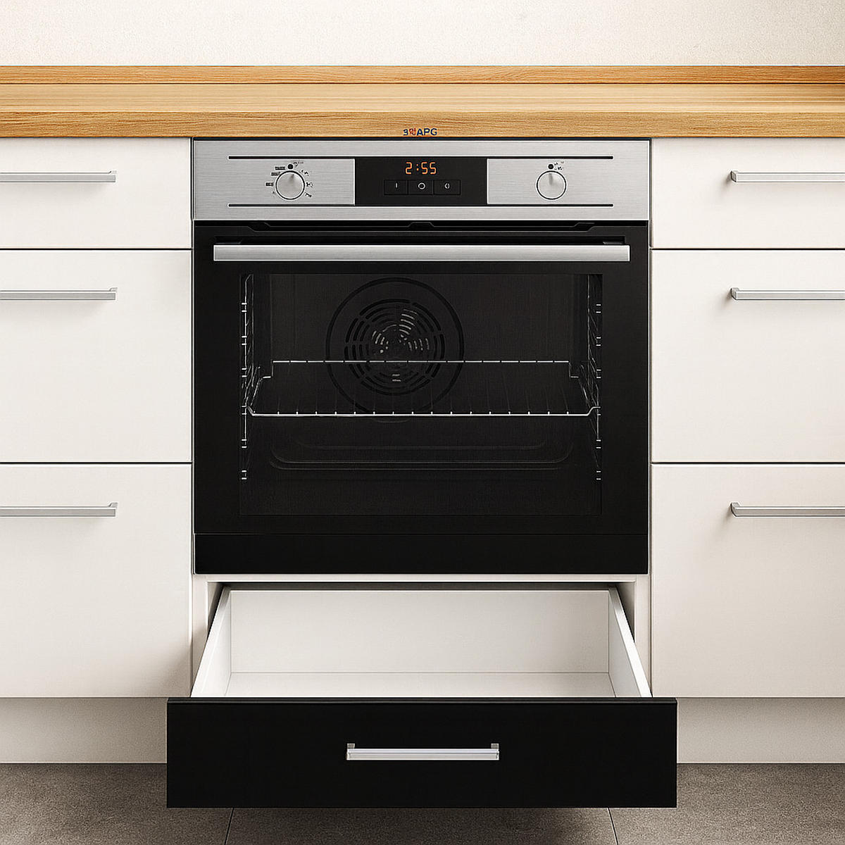 UNTERSCHRANK 60 cm Schwarz – Backofenschrank für Einbauherd - Schwarz, Holzwerkstoff (60/830/55cm) - Kontor-Hermsen