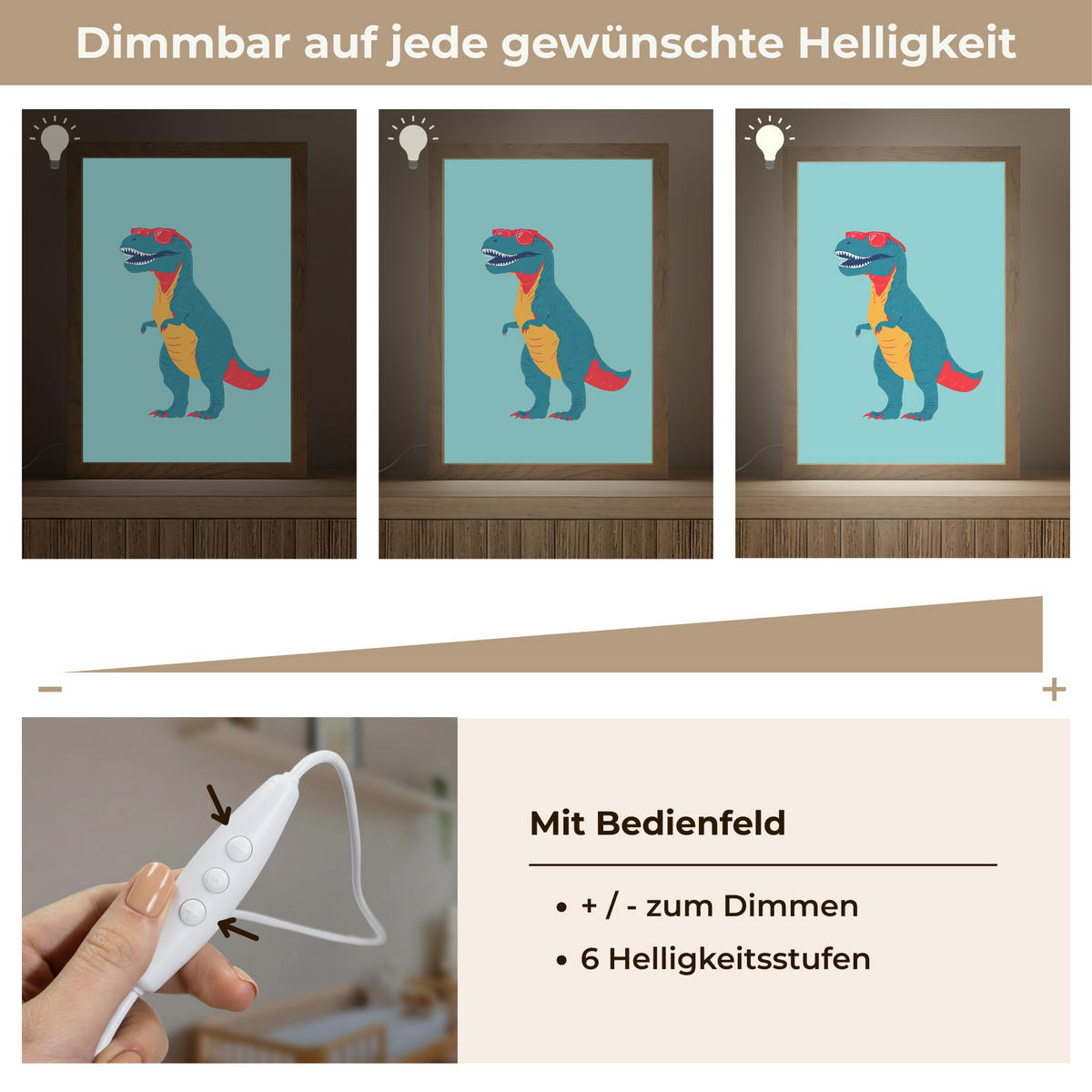 NACHTTISCHLAMPE Dinosaurier - Blau - Sonnenbrille 20x30 cm - Hellblau, Holzwerkstoff (8/20/30cm)