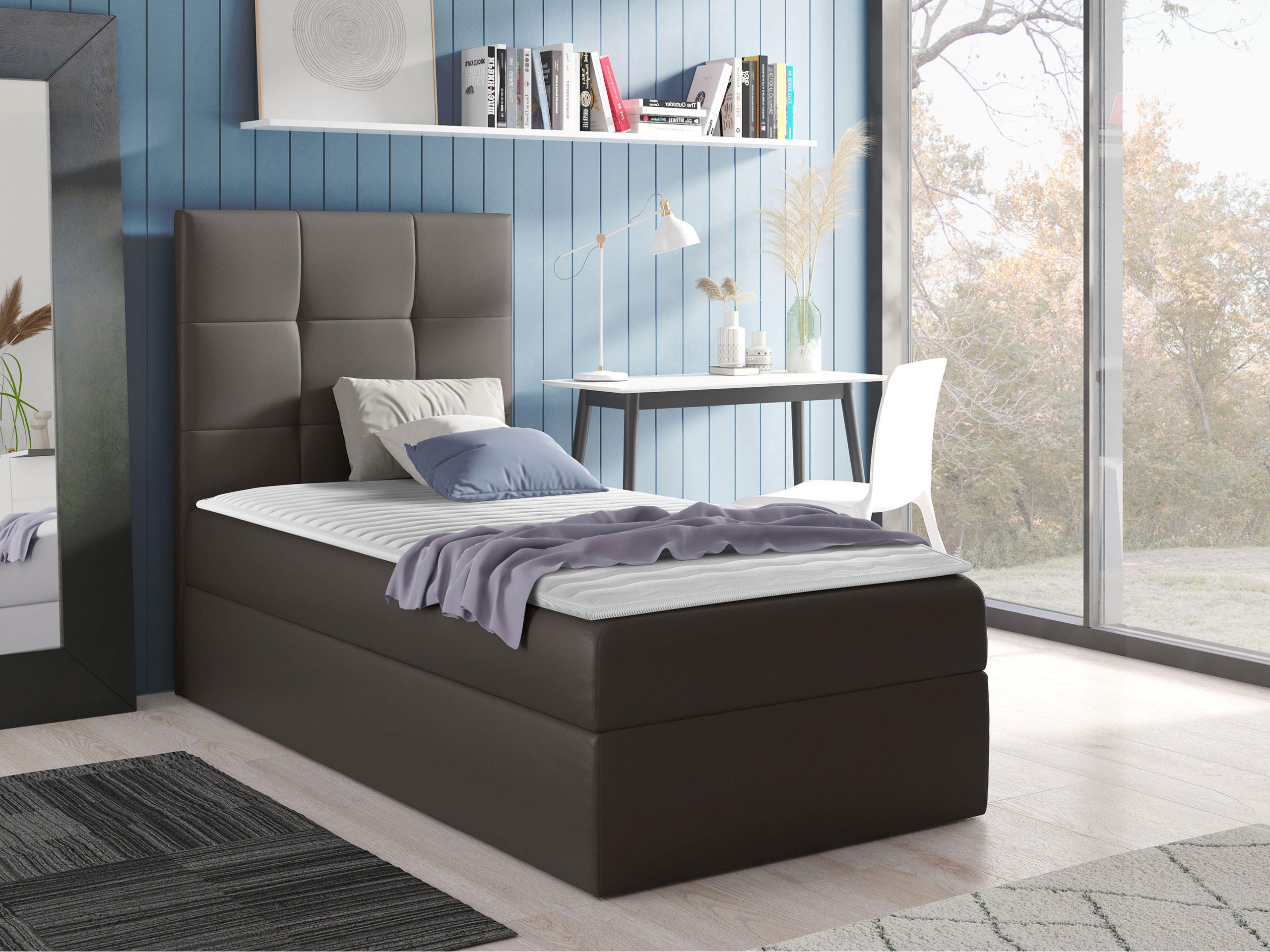 BOXBETT Mini 2, Seite zum Öffnen des Bettkastens: Links - Graphitfarben, Holz (90/200cm) - MIRJAN24
