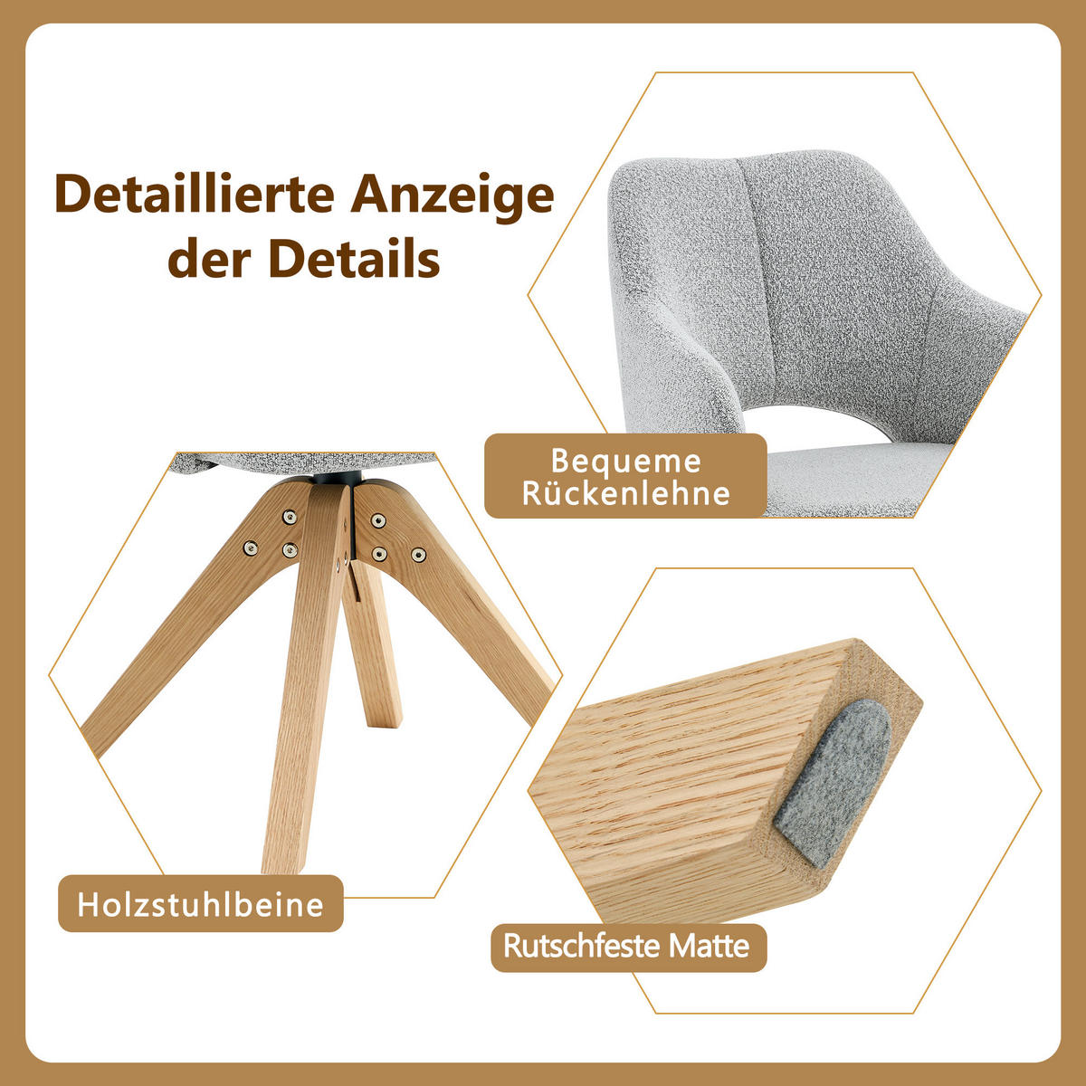 ESSZIMMERSTÜHLE 2er-Set Drehbar Stoff Massivholz - Hellgrau, Textil (45/85/48cm) - Urban Meuble