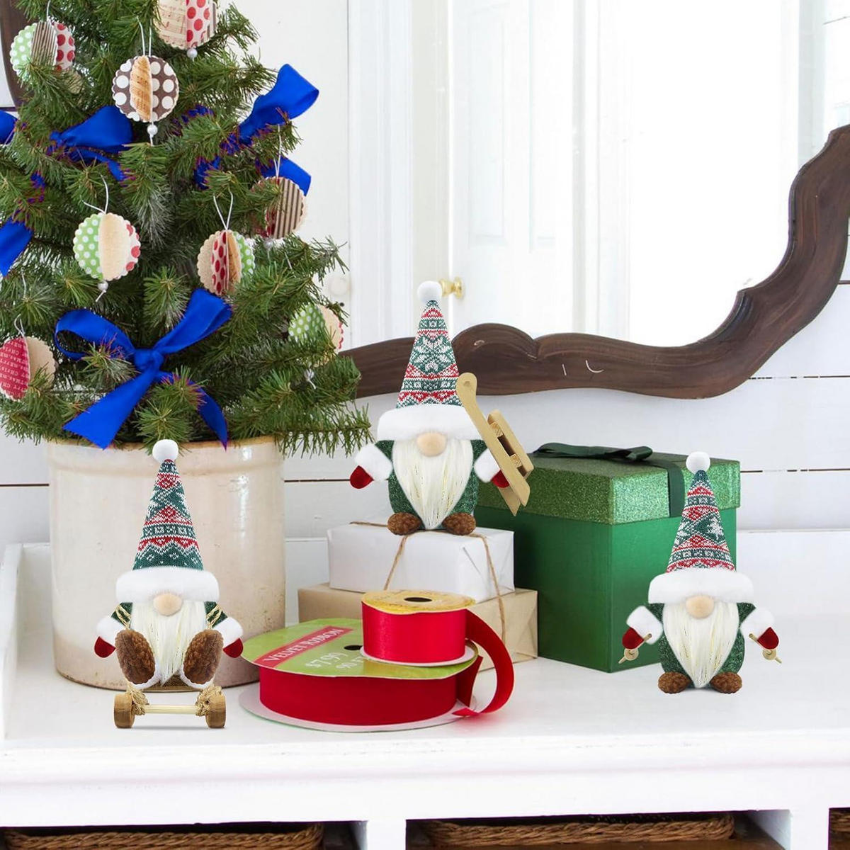 WEIHNACHTSWICHTEL 3er Set Grün - Multicolor, Textil (11/18/20cm)