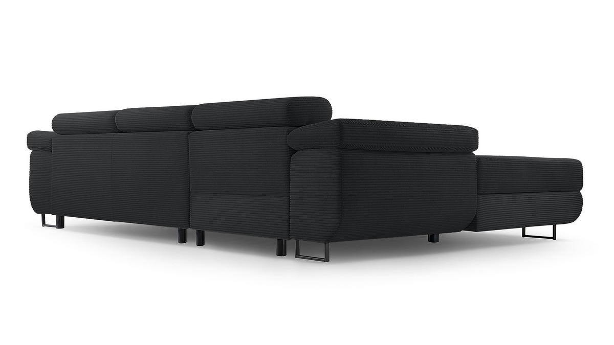 ECKSOFA L Form Arborio Dunkelgrau 280/203/90 cm Links mit Schlaffunktion - Schwarz, Textil/Metall (203/280cm) - AX Living