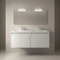 BADEZIMMERMÖBEL NOJA 1400 4 Türen WHITE SATIN + Waschtisch + Spiegel - Schwarz, Metall (45/54/140cm) - Salgar
