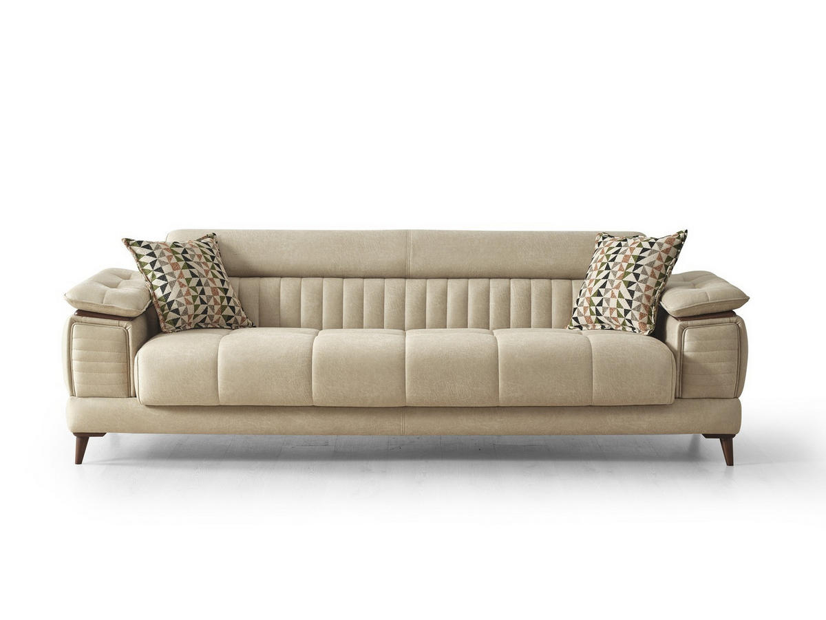 SITZGARNITUR Baoshi, Beige Stellvariante 3+2+1 - Beige, Holz/Holzwerkstoff (240/80/95cm)