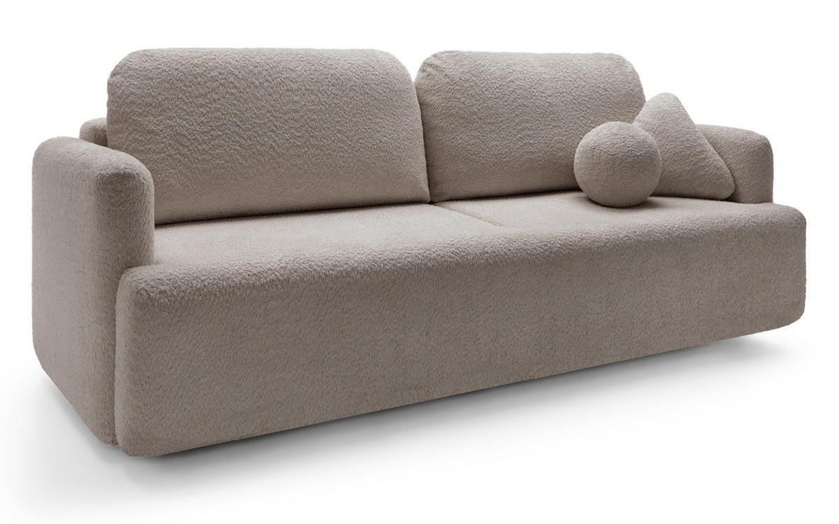 SCHLAFSOFA Lambina Dunkelbeige Boucle - Schwarz/Mokka, Kunststoff/Textil (227/92/104cm) - Selsey
