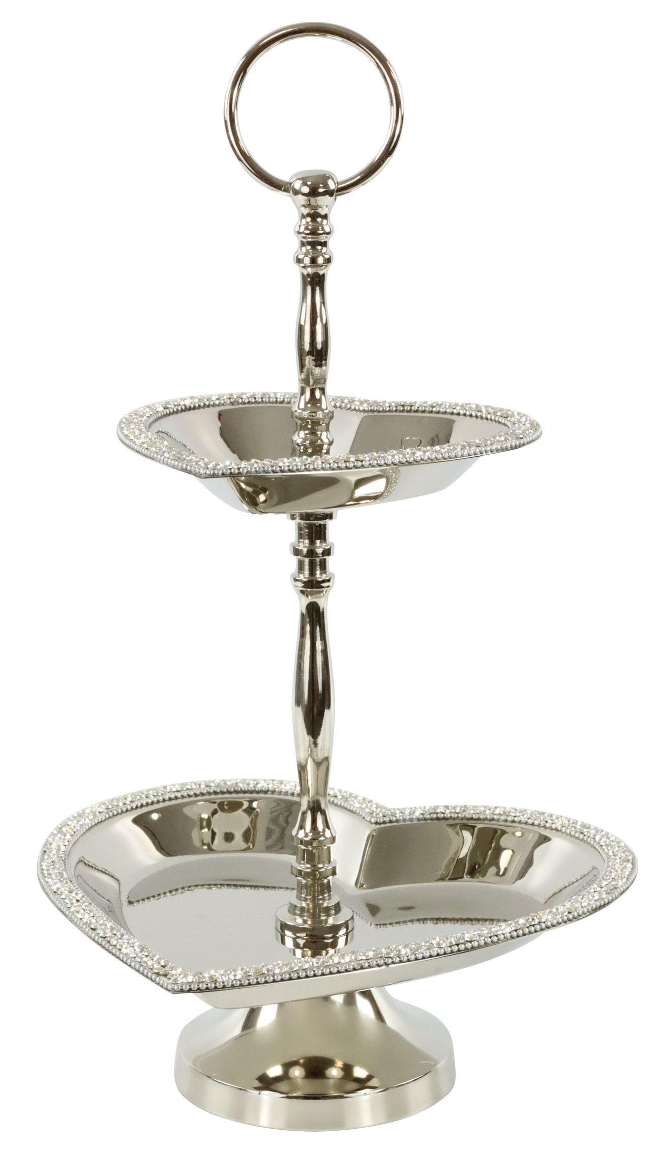 ETAGERE Herz 23,5x24x35cm - Silberfarben, Metall (24/35cm) - FURNARO