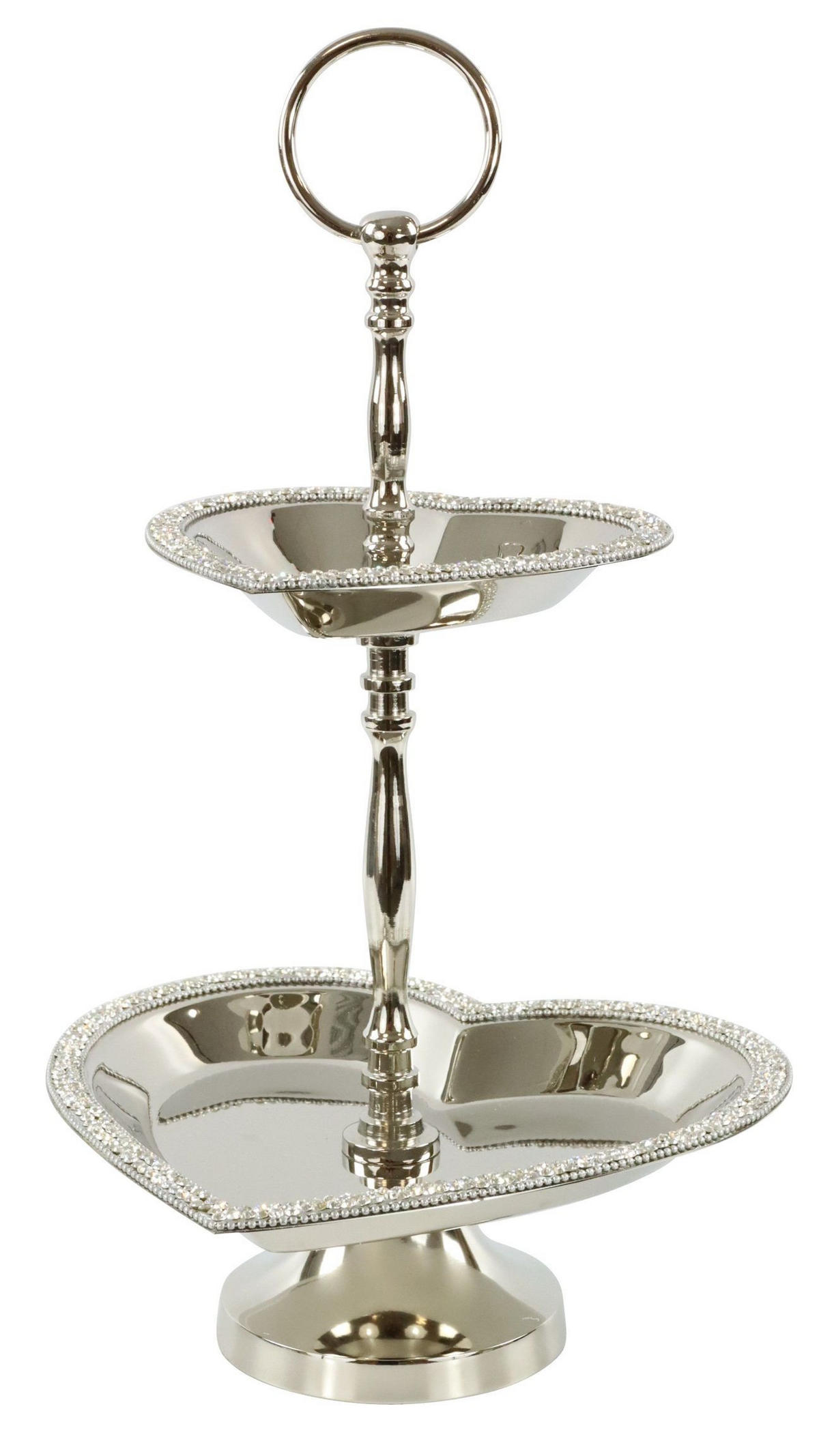 ETAGERE Herz 23,5x24x35cm - Silberfarben, Metall (24/35cm) - FURNARO