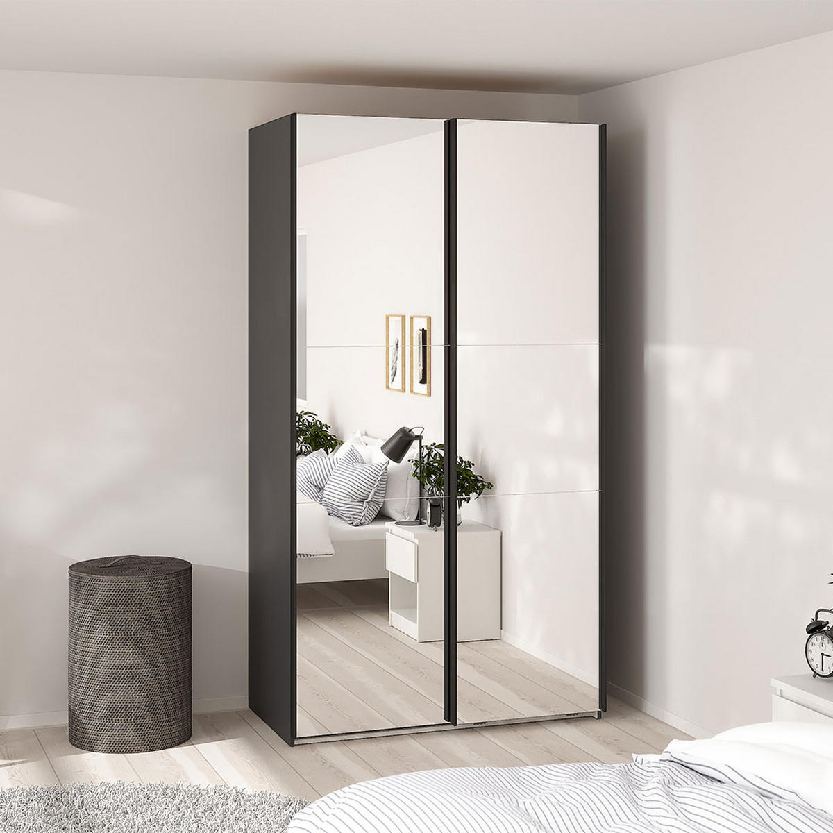 SCHIEBETÜRENSCHRANK, Como, Grau, Holzwerkstoff, 119 x 67 x 221 cm - Grau, Holzwerkstoff (119/221/67cm) - ebuy24