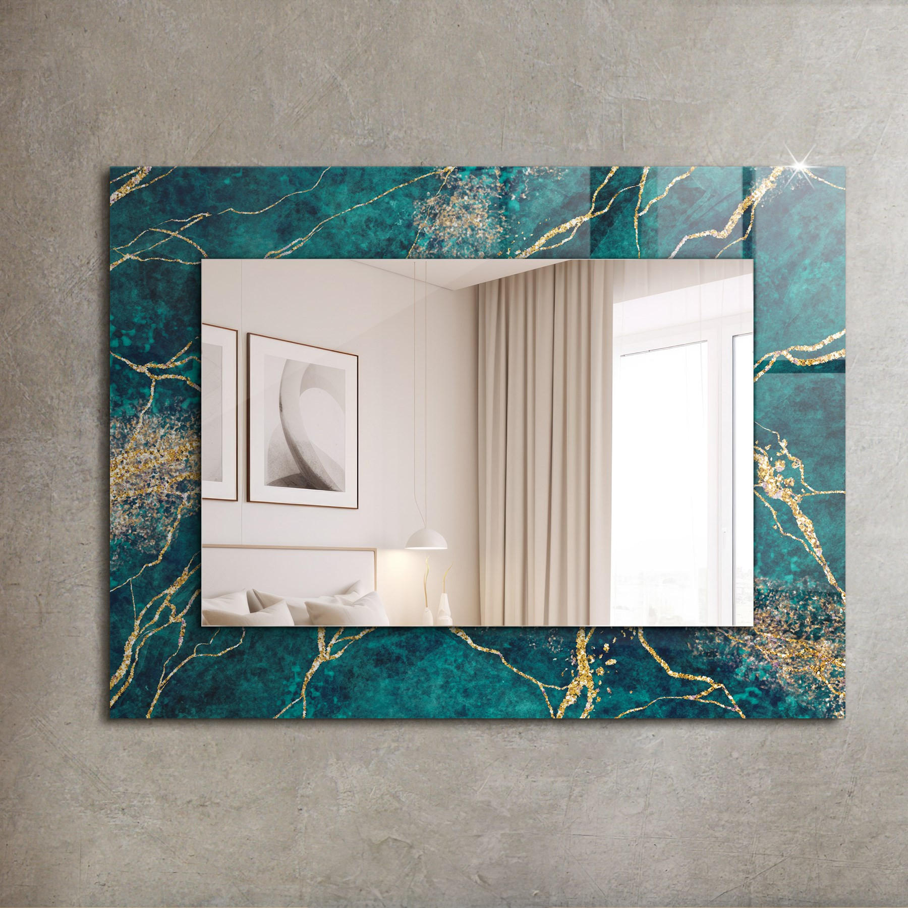SPIEGEL 80 x 60 cm Rechteckig mit Aufdruck - Grün, Glas (80/60/0.4cm) - TULUP