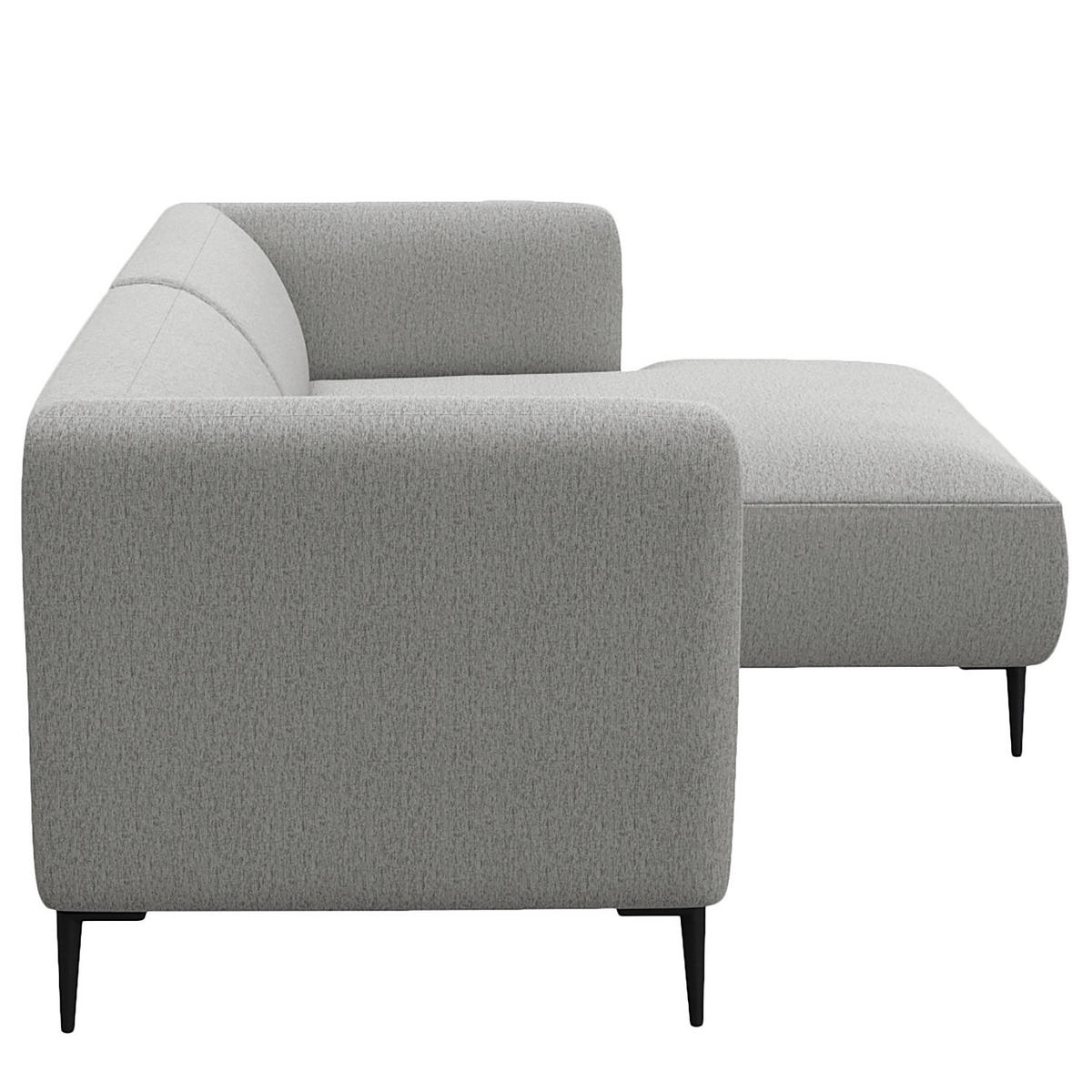 1,5-SITZER ECKSOFA mit Longchair - Hellgrau/Schwarz, Textil/Metall (211/148cm) - home24