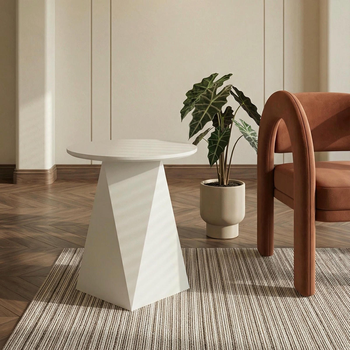 COUCHTISCH rund Cremeweiß 50/50/50 cm - Weiß, Holzwerkstoff (50/50/50cm) - Furnhouse