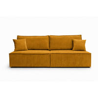 SOFA Mit Schlaffunktion Und Bettkasten, Cordstoff Poso, Senffarbe, BEST MINI - Gelb, Holz (200/83/98cm) - Kaiser Möbel
