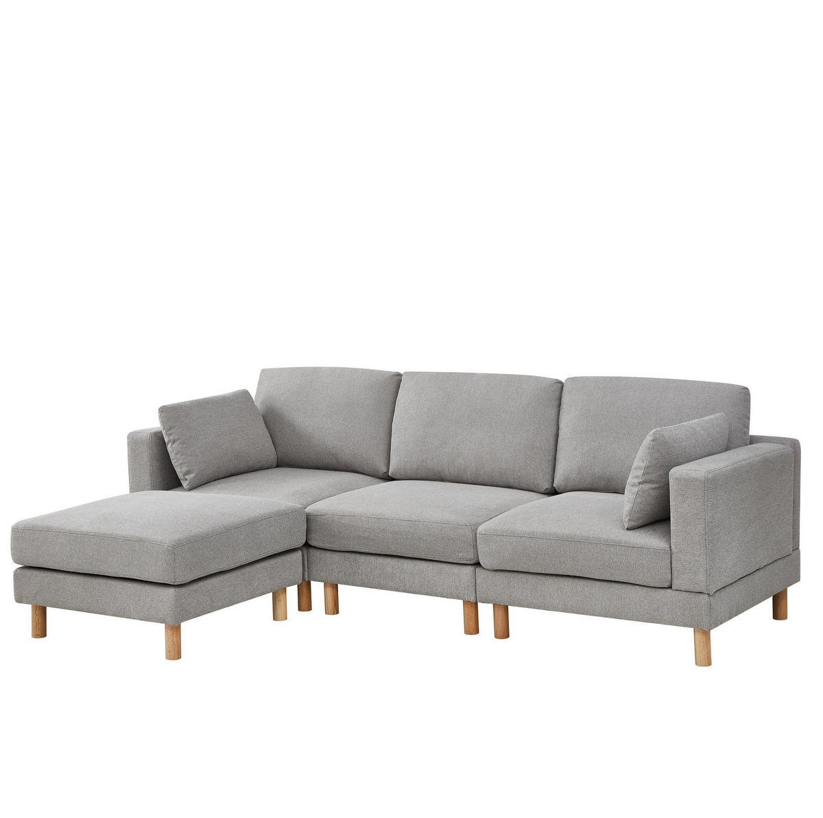 ECKSOFA L-förmiges 235/152/78 cm 3-Sitzer mit Hocker, Polyester-Bezug, Hellgrau - Hellgrau, Textil (152/253cm) - Redom