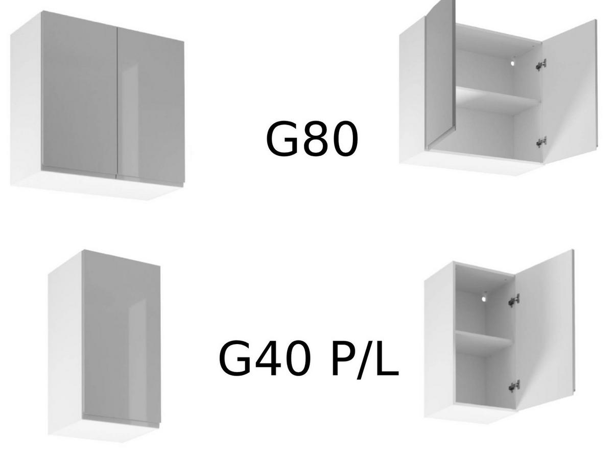 WINKELKÜCHE 260 cm x 280 cm x 260 cm- Aspen KA18-M260 - in Grau/Hochglanz - Grau, Holz/Holzwerkstoff (800/212/58cm)
