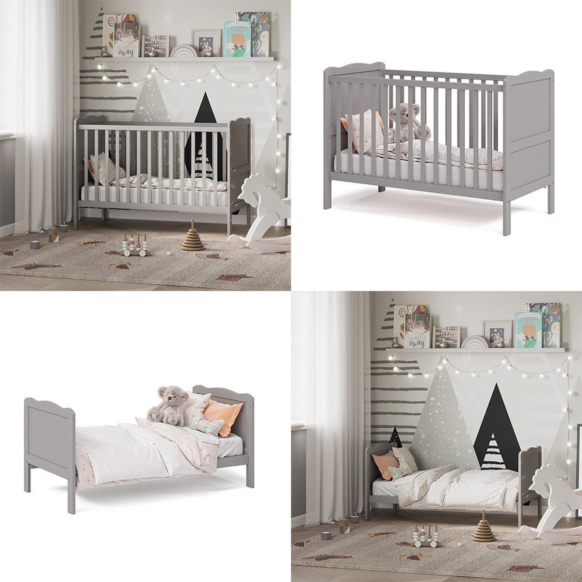 BABYBETT Tobi Grau 60x120 cm - Grau, Holz (60/120cm) - VitaliSpa