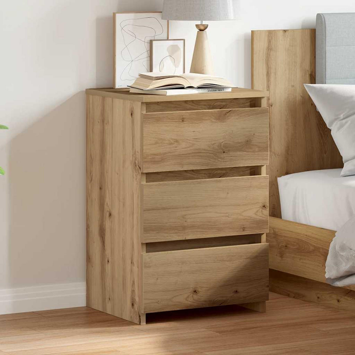 NACHTTISCH Artisan-Eiche 40/35/62,5 Cm Holzwerkstoff - Braun, Holzwerkstoff (35/62.5/40cm) - vidaXL
