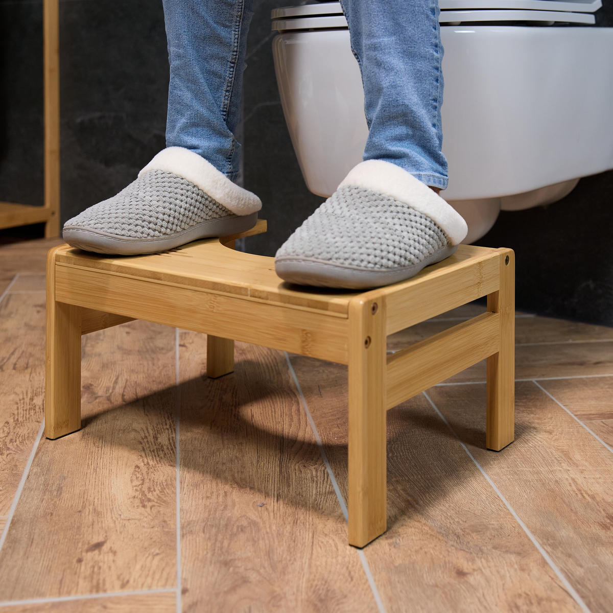 TOILETTENHOCKER - Hellbraun, Holz/Kunststoff (42/21/30cm) - Relaxdays