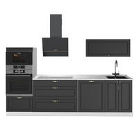 KÜCHENZEILE Fame-Line, Anthrazit-Gold Landhaus/Weiß, 280 cm, AP Marmor - Anthrazit/Weiß, Holzwerkstoff (280/153.6/60cm) - Vicco