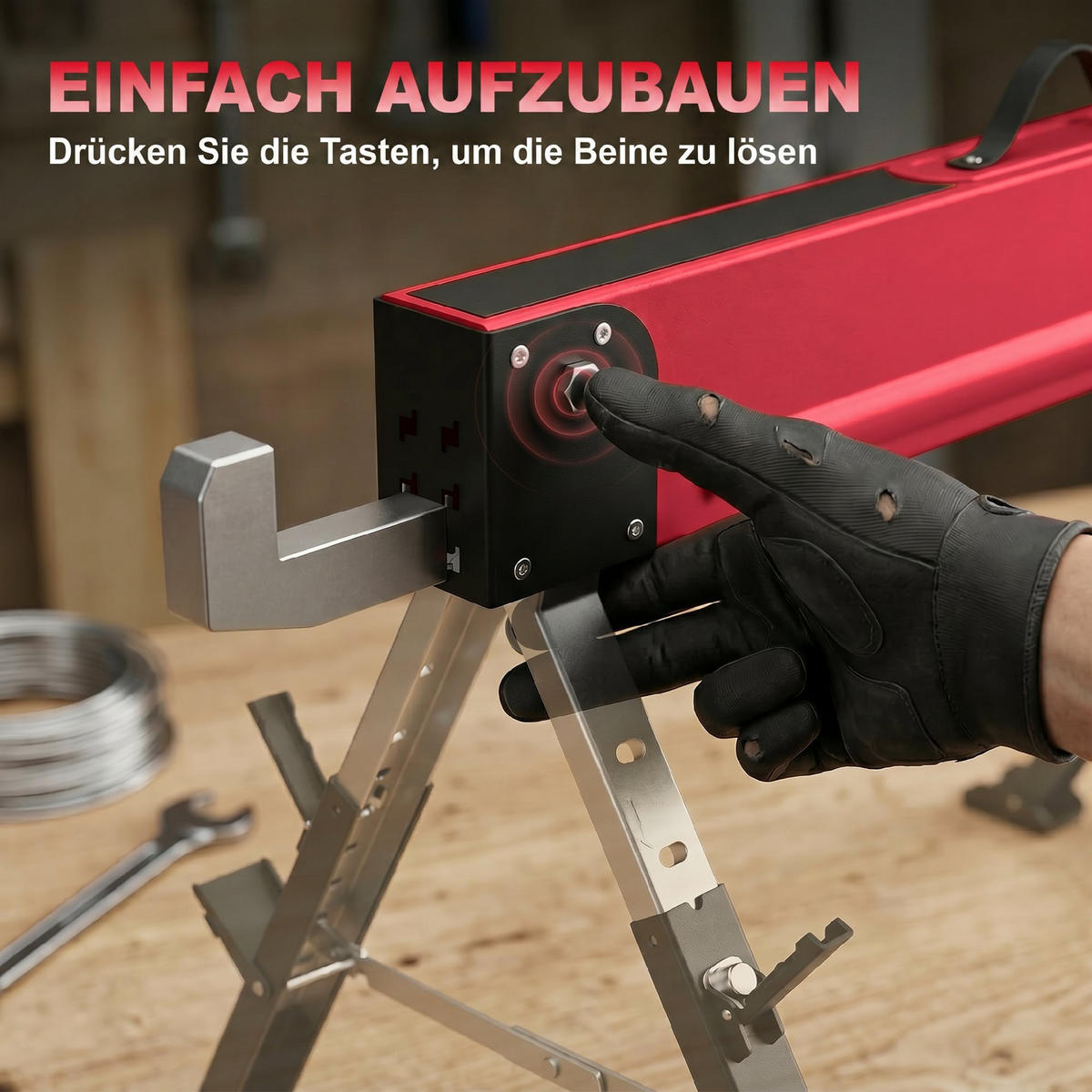 SÄGEBOCK 2er Set Metall EVA Rot - Rot, Metall (116/64/81cm) - HOMCOM