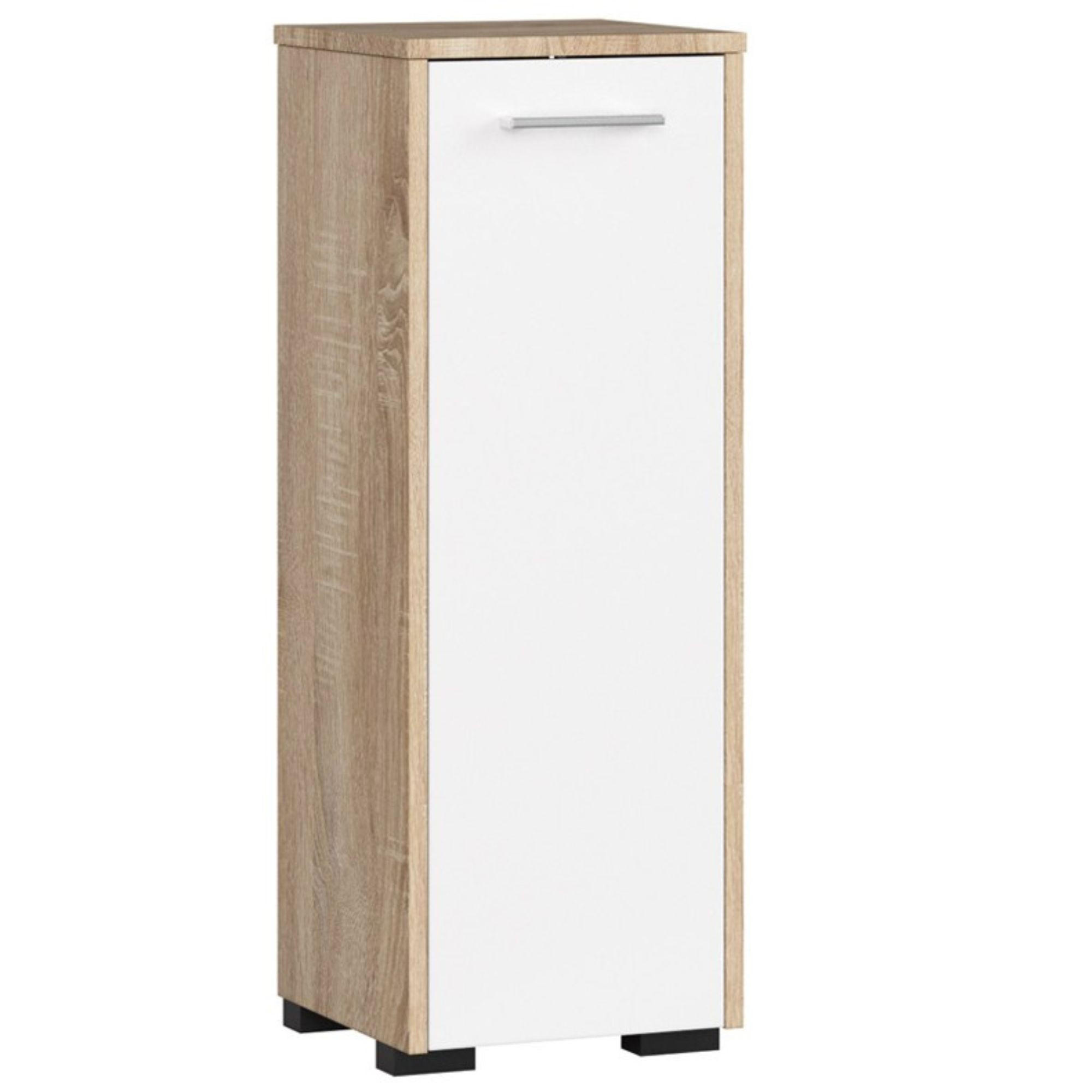 UNTERSCHRANK Sonoma Eiche, Weiß 30x30x85 cm - Silberfarben/Weiß, Holzwerkstoff/Kunststoff (30/85/30cm) - Akord