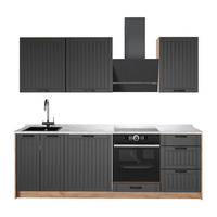 KÜCHENZEILE Fame-Line, Dunkelgrau/Goldkraft Eiche, 230 cm, AP Marmor - Honigeiche/Dunkelgrau, Holzwerkstoff (230/206.8/60cm) - Vicco