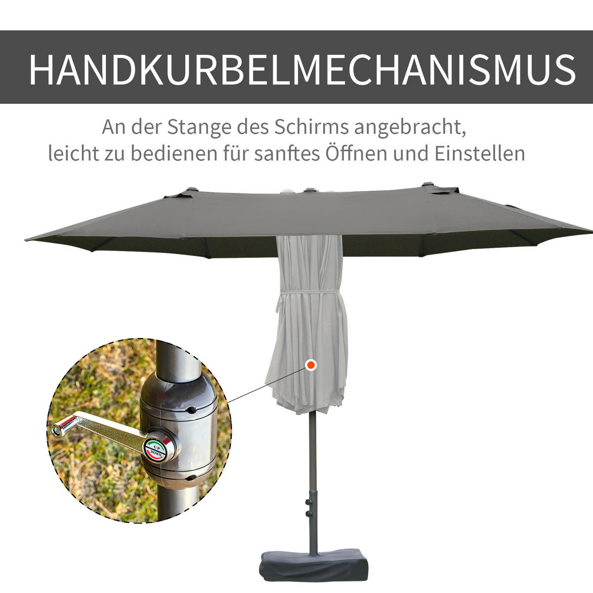 SONNENSCHIRM Doppelsonnenschirm Gartenschirm Dunkelgrau - Dunkelgrau, Metall (270/460cm) - ComfortXL