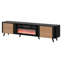 TV-LOWBOARD Volare 200 EF mit Kamin - Nussbaumfarben/Schwarz, Holzwerkstoff/Kunststoff (200/49/39cm) - MIRJAN24