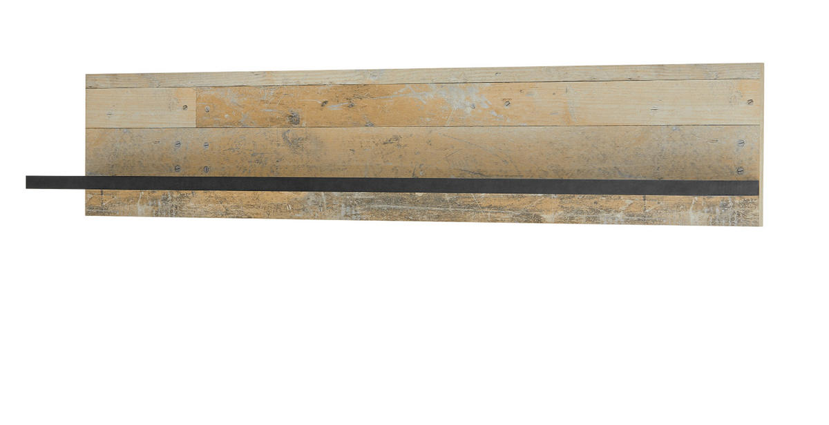 WANDREGAL Used Wood hell, anthrazit, Gewürzregal 160 cm - Anthrazit/Naturfarben, Holzwerkstoff/Metall (160/30/21cm) - Furn.Design