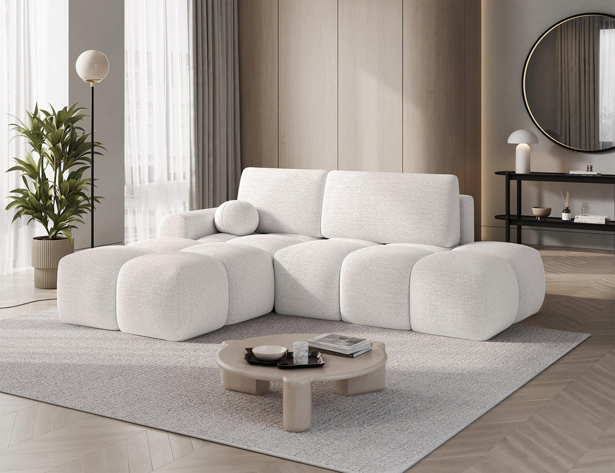 ECKSOFA VITTARIO mit Schlaffunktion & Bettkasten – Modernes L-Sofa 227 cm, inklusive Kissen - Weiß, Kunststoff (227/95cm) - Wohnideebilder