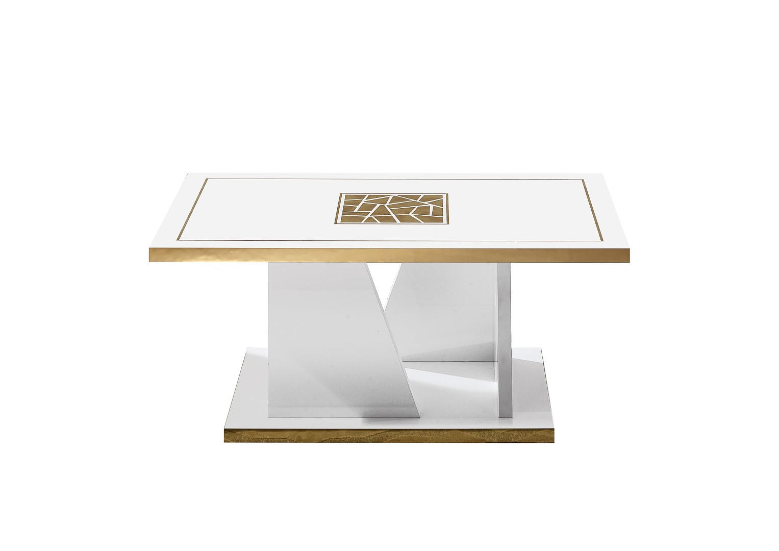 COUCHTISCH STELLA in Weiß/Gold - Weiß Hochglanz/Goldfarben, Holzwerkstoff (60/110/44cm) - Interdesign24