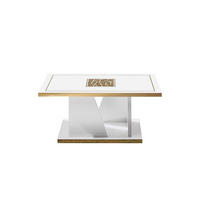 COUCHTISCH STELLA in Weiß/Gold - Weiß Hochglanz/Goldfarben, Holzwerkstoff (60/110/44cm) - Interdesign24