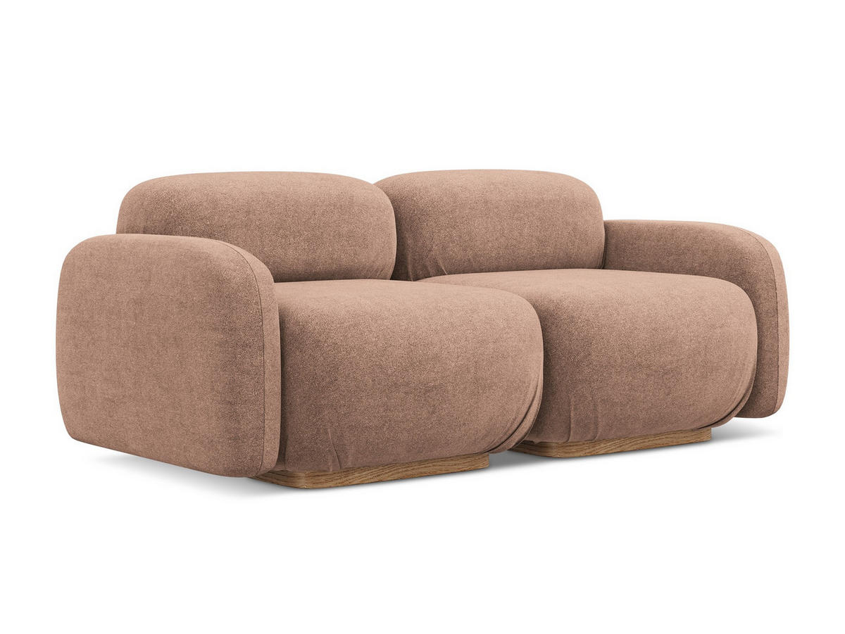 3-SITZER SOFA Bouclé Stoff Pink - Pink/Hellrosa, Holz/Textil (190/73/95cm) - Makamii