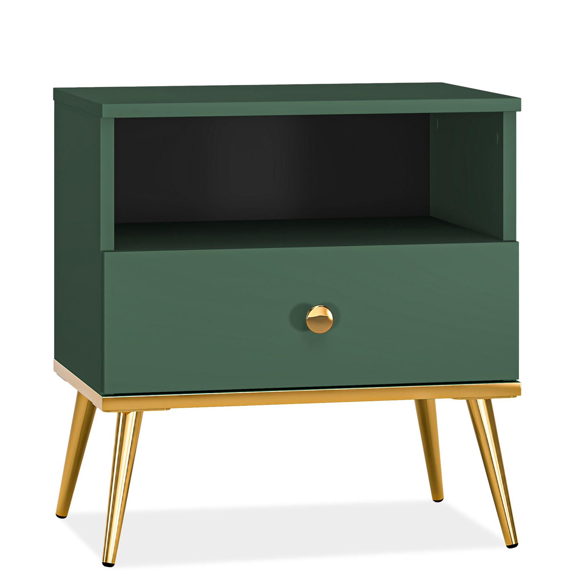NACHTTISCH ARICIA mit Stauraum, Grün - Grün, Holz (50/54/34cm) - KONSIMO®