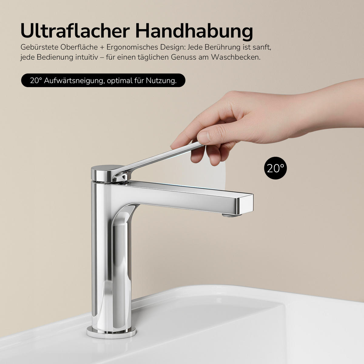 WASCHTISCHARMATUR mit Spulen-Zertifiziertem Filterelement Verchromt - Chromfarben, Metall (17.3/4.6/19.5cm) - EMKE