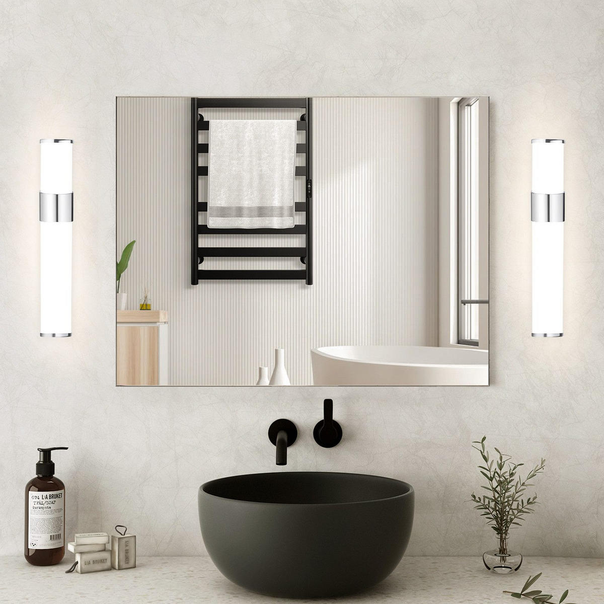 SPIEGELLEUCHTE Wiesbaden(2er-set) 30/6.8/12.8 cm - Chromfarben, Kunststoff (30/6.8/12.8cm) - Nettlife