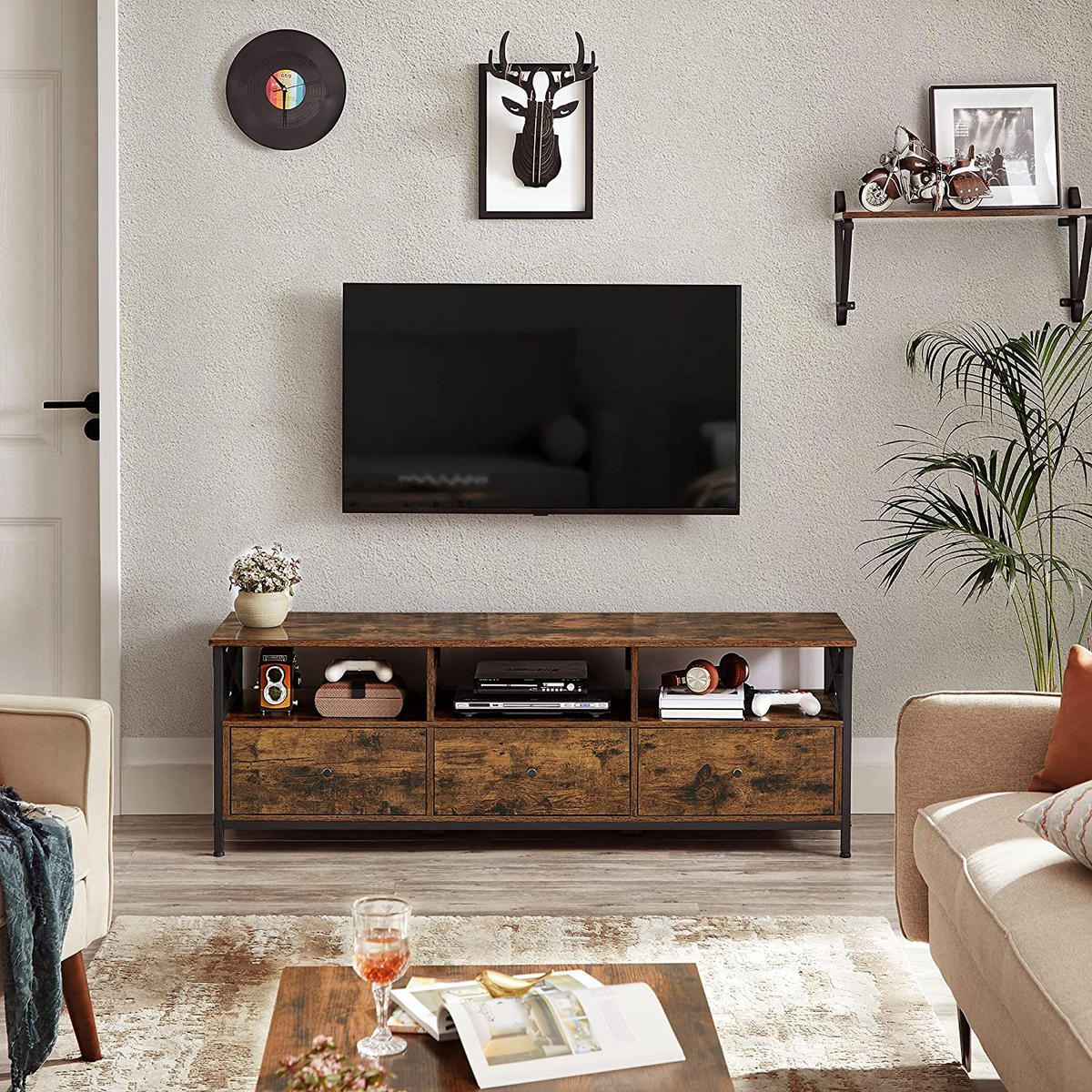 TV-LOWBOARD MIT SCHUBLADEN - Braun, Holzwerkstoff (40/50/147cm) - Hansiro