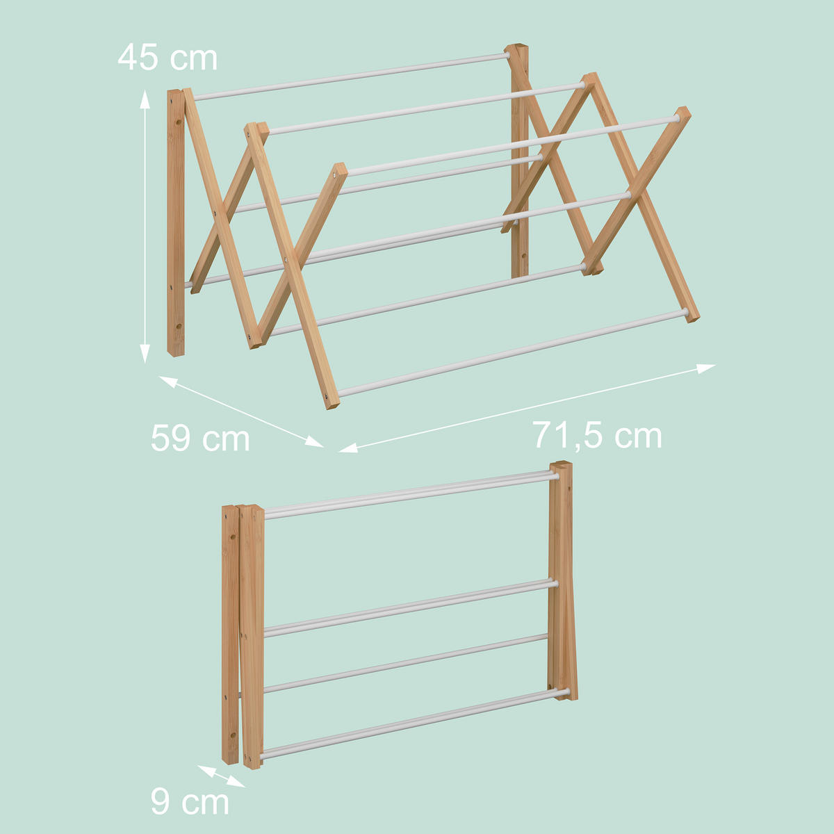 SUŠIAK na prádlo - viacfarebná, kov/drevo (71.5/45/59cm) - Relaxdays