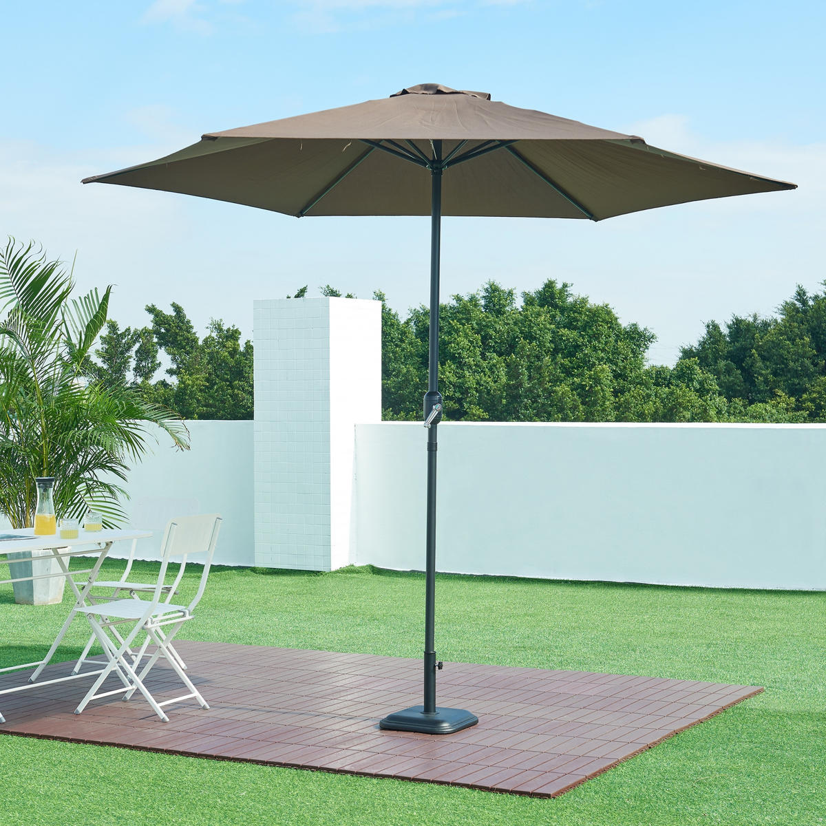 SONNENSCHIRMSTÄNDER Biccari - Schwarz, Stein (35/35cm) - casa.pro