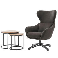 MÖBELSET Couchtisch Fermo und Ohrensessel Marconia dunkelgrau - Dunkelgrau/Schwarz, Holz/Textil (58/45/58cm) - bene living