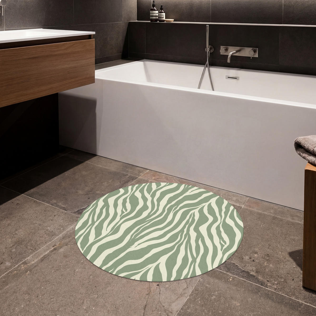 KOUPELNOVÁ PŘEDLOŽKA Zebra - Motiv - zelená 70x70 cm - šalvějově zelená, textil/plast (70/70cm)