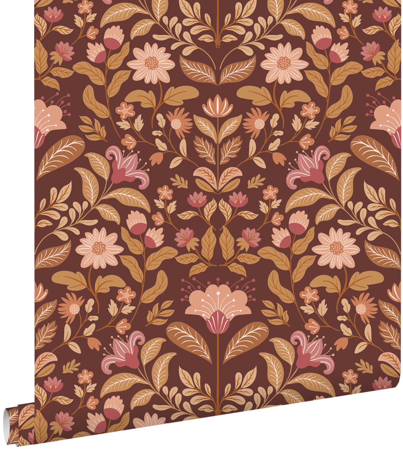 TAPETE Blumenmuster 50 x 900 cm - Braun, Papier (50/900cm) - ESTAhome