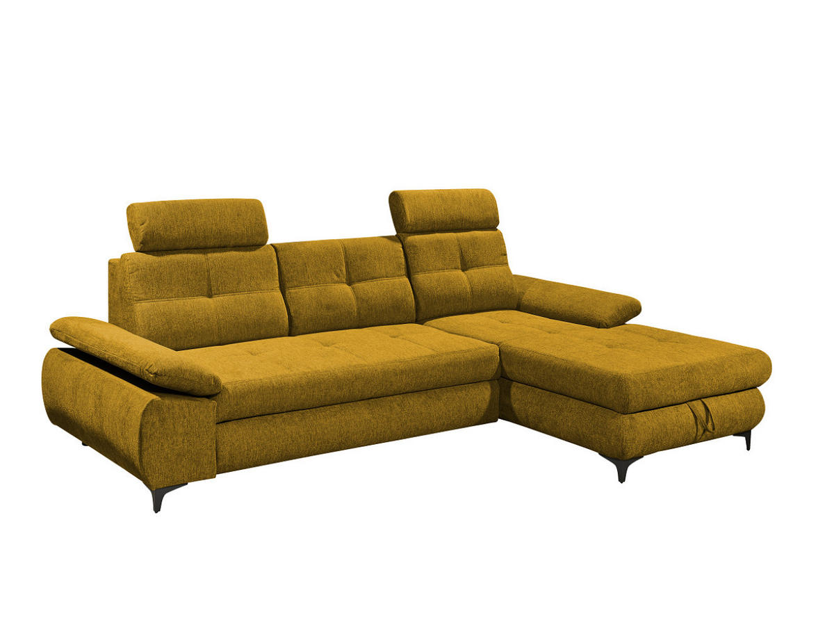 ECKSOFA mit Schlaffunktion und Bettkasten - Gelb/Schwarz, Kunststoff/Textil (177/274cm) - ed exciting design