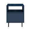 NACHTTISCH Mirka, Marinblau, Push to Open System, Minimalistisch - Schwarz/Dunkelblau, Holzwerkstoff/Metall (40/47/40cm) - Dancan