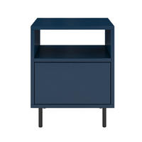 NACHTTISCH Mirka, Marinblau, Push to Open System, Minimalistisch - Schwarz/Dunkelblau, Holzwerkstoff/Metall (40/47/40cm) - Dancan